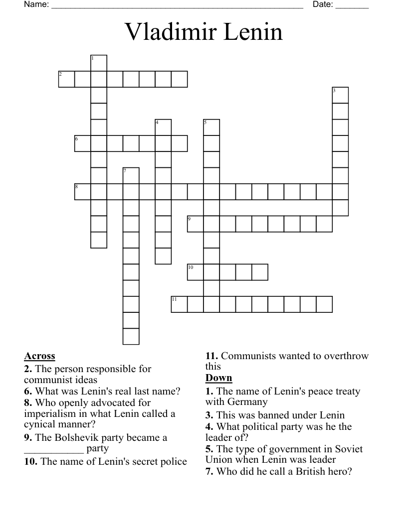 Vladimir Lenin Crossword