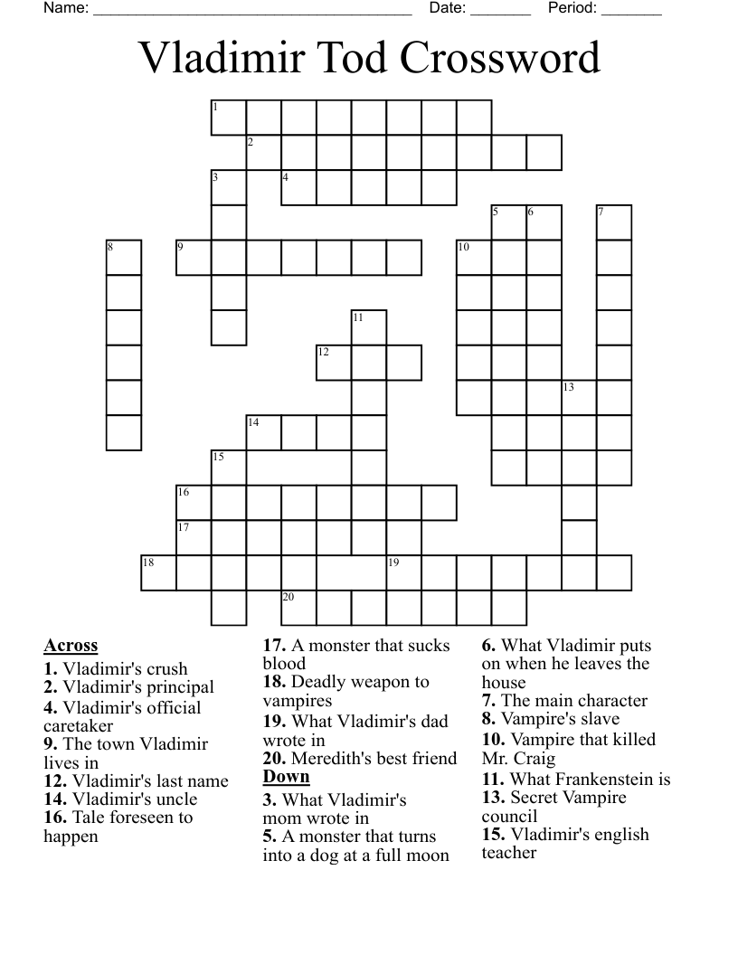 Vladimir Tod Crossword