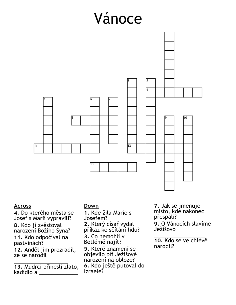 Vánoce  Crossword