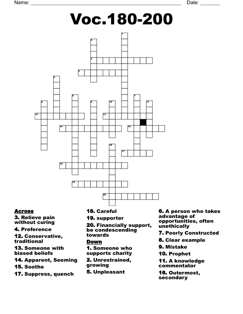 Voc.180-200 Crossword