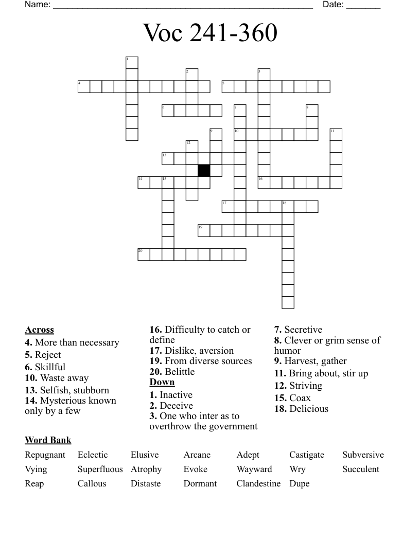 Voc 241-360 Crossword