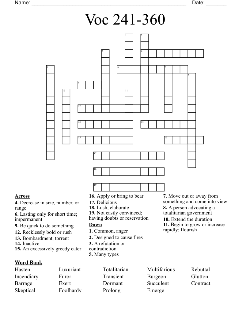 Voc 241-360 Crossword