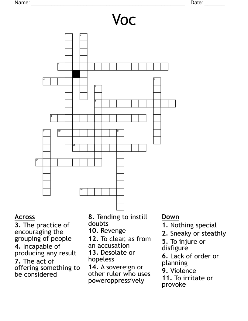 Voc Crossword