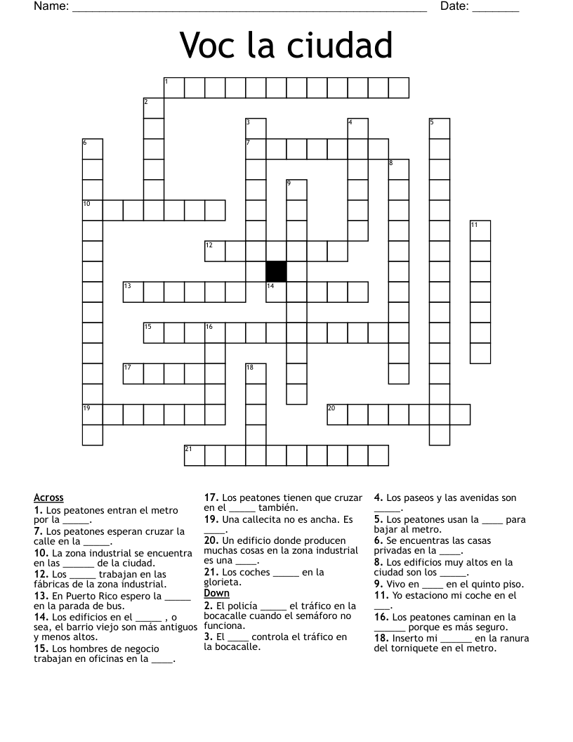 Voc la ciudad Crossword