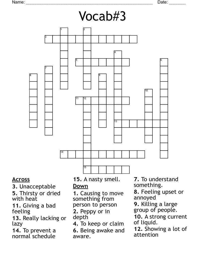 Vocab#3 Crossword