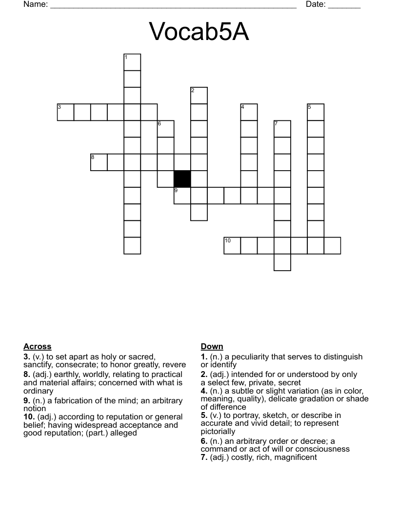 Vocab5A Crossword