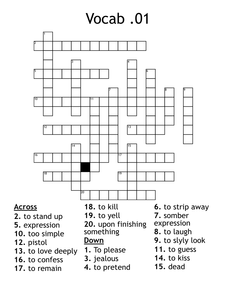 Vocab .01 Crossword
