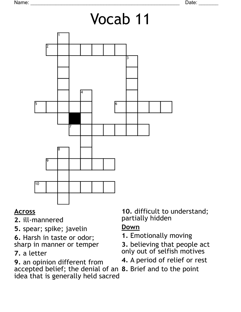 Vocab 11 Crossword