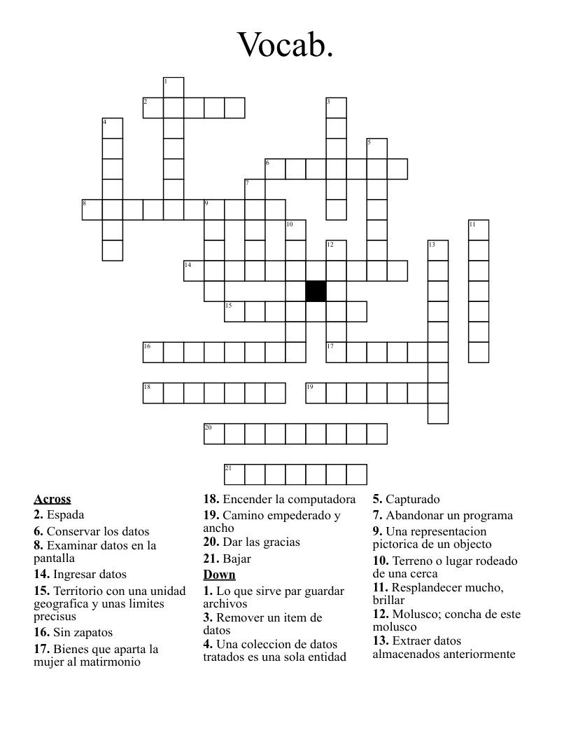 Vocab. Crossword