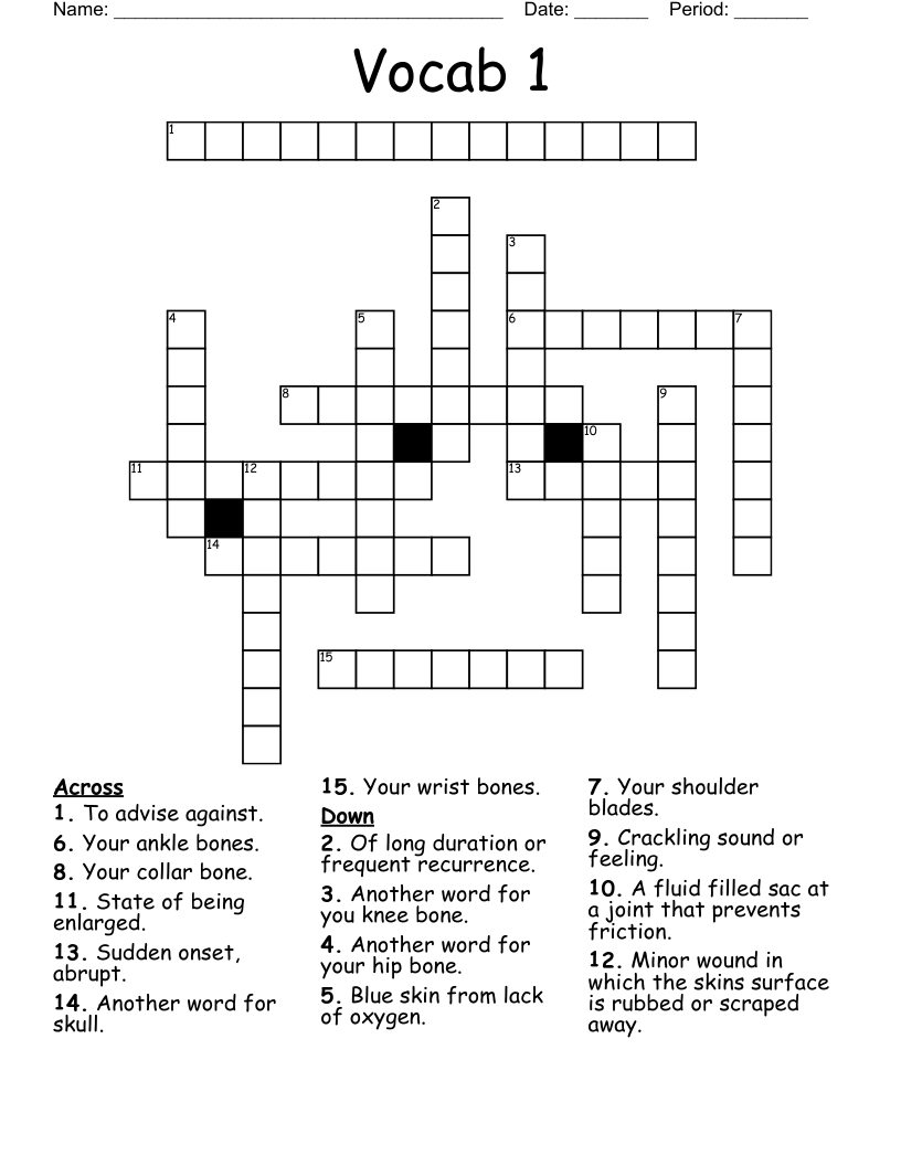 Vocab 1 Crossword