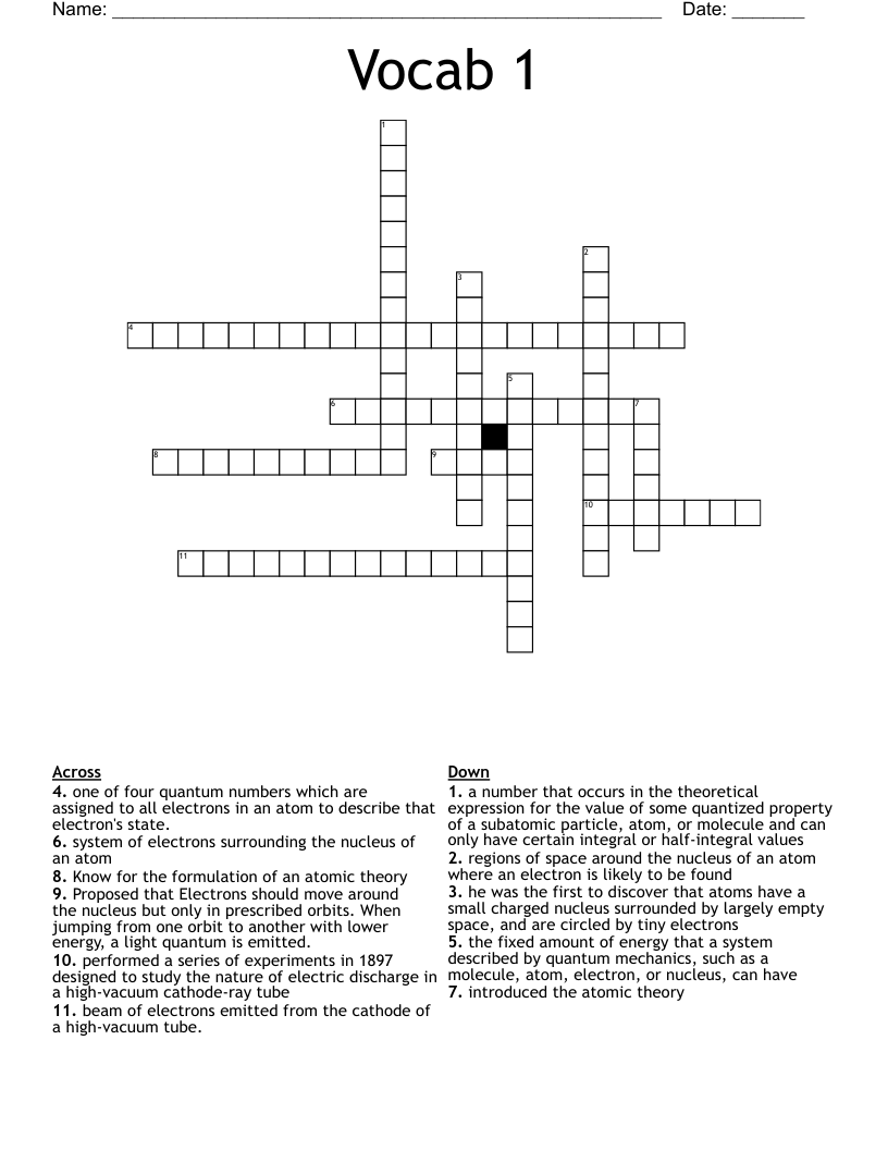 Vocab 1  Crossword