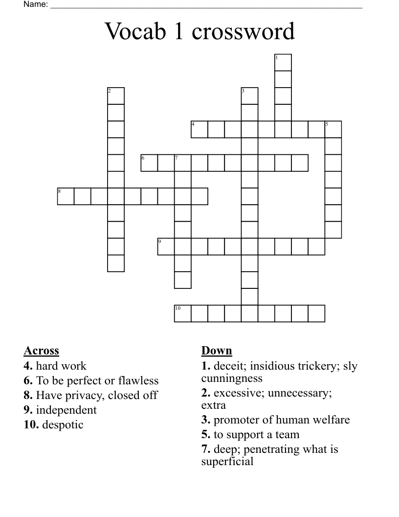Vocab 1 crossword