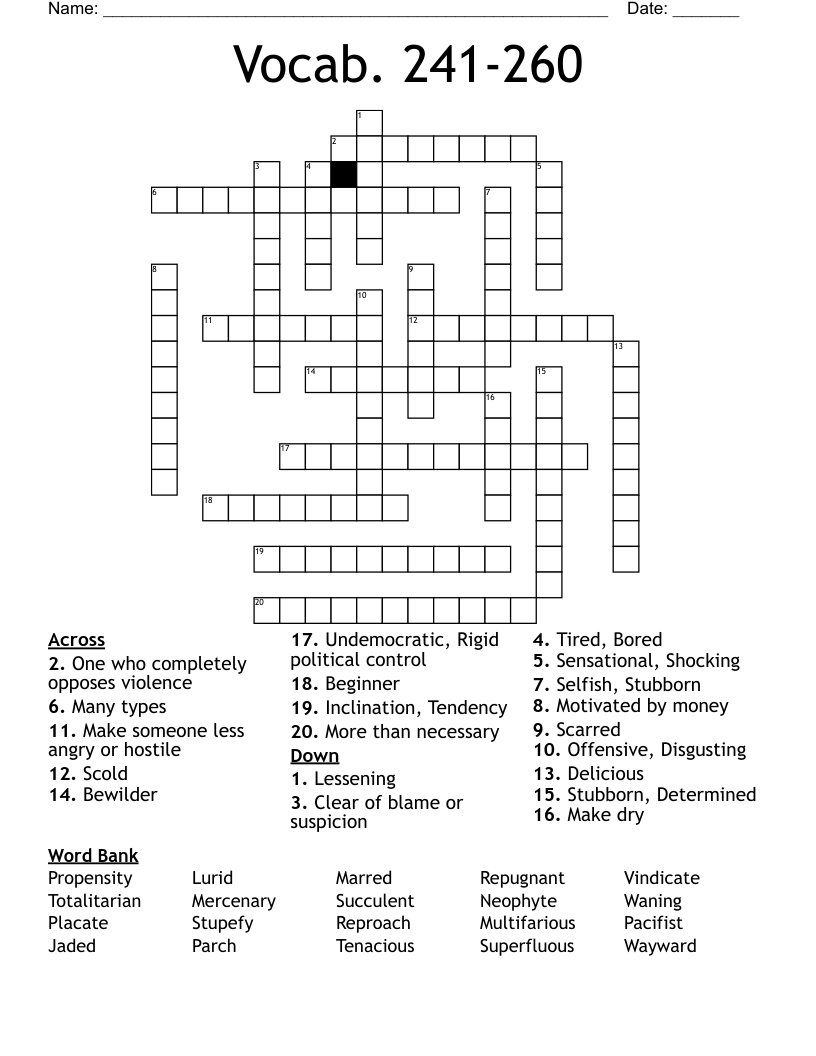 Vocab. 241-260 Crossword