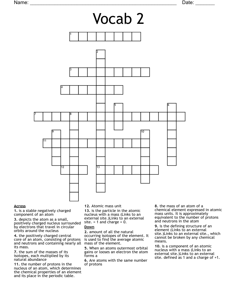 Vocab 2 Crossword
