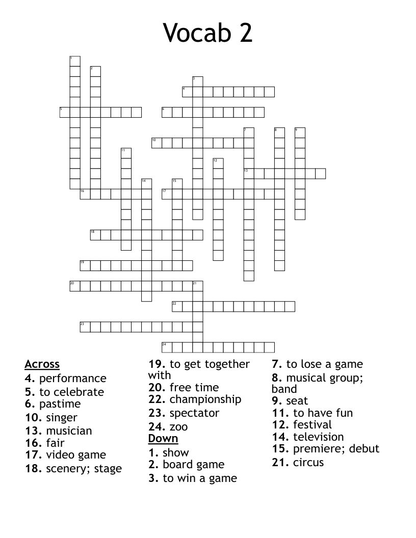 Vocab 2 Crossword