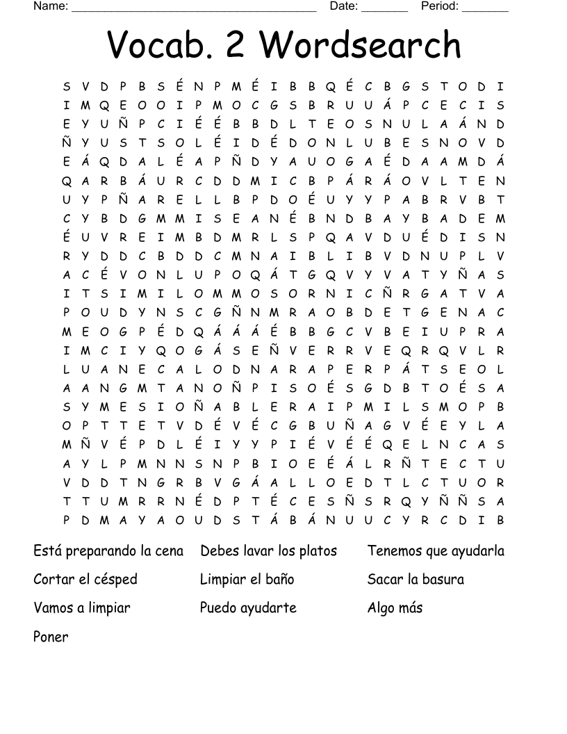 Vocab. 2 Wordsearch