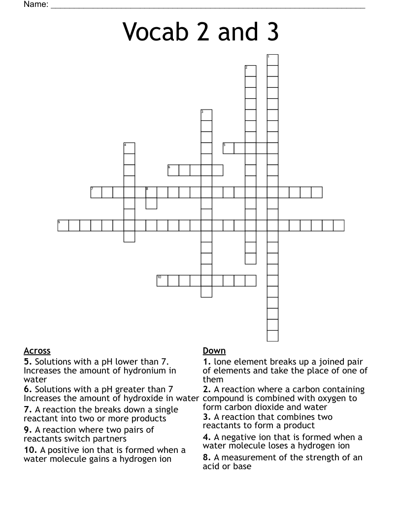 Vocab 2 and 3  Crossword