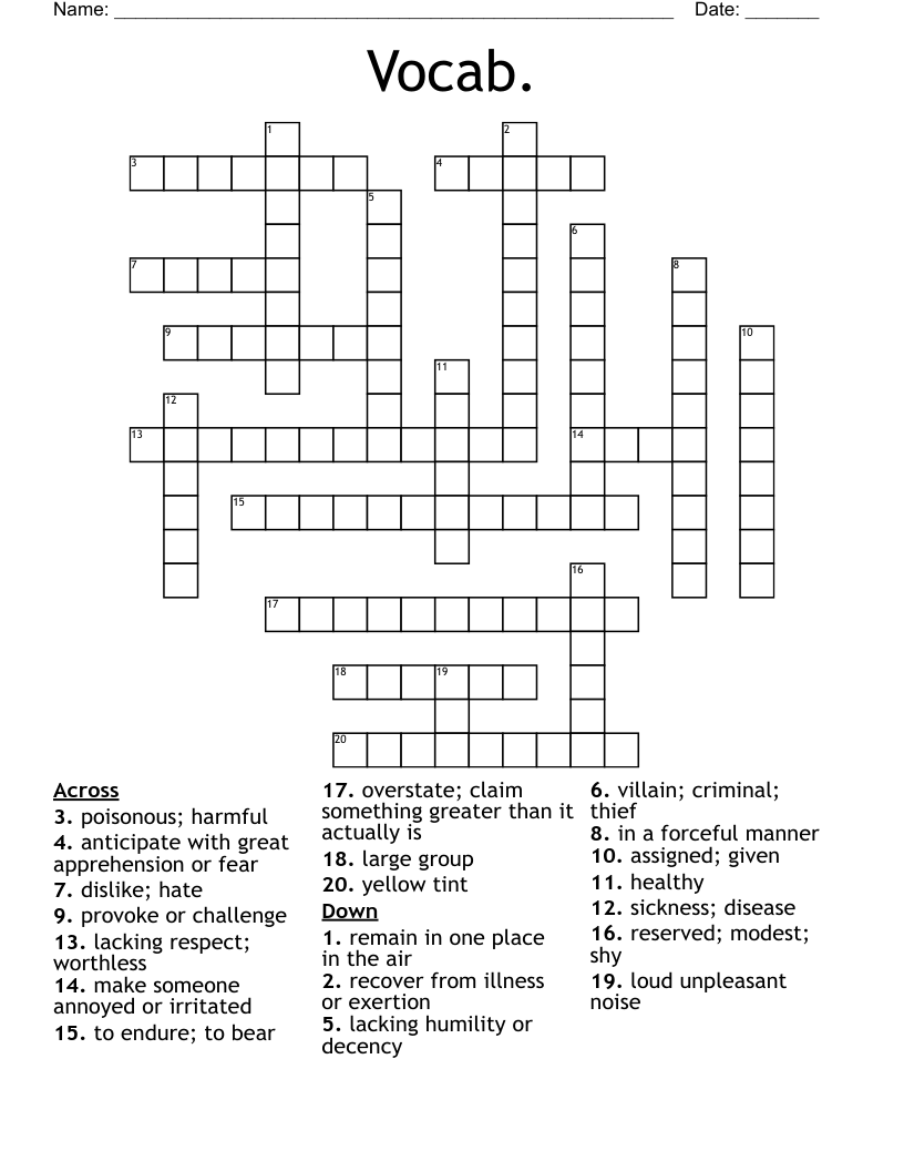 Vocab. Crossword