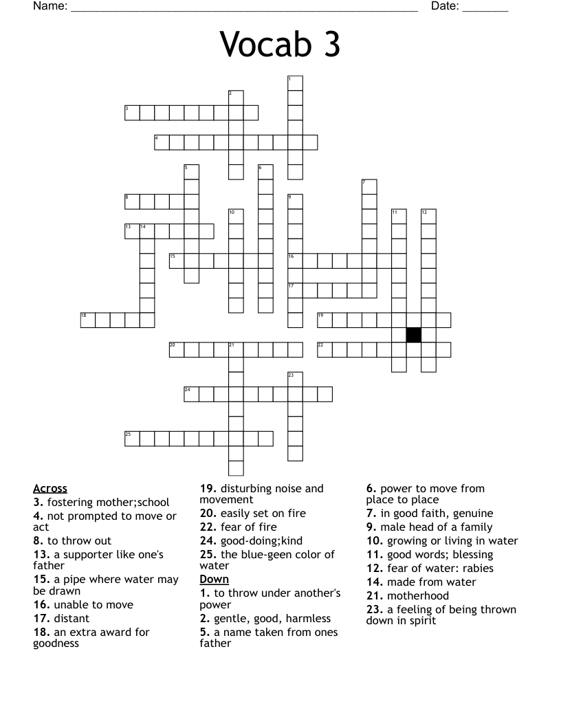 Vocab 3 Crossword