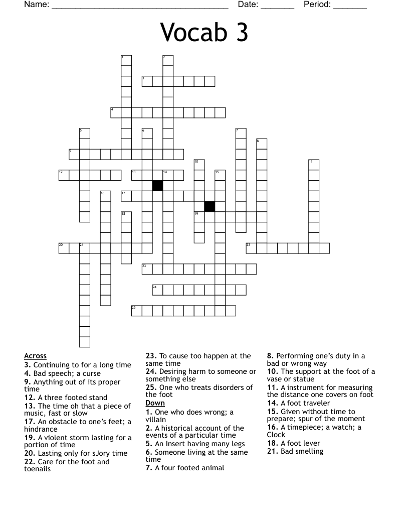 Vocab 3 Crossword