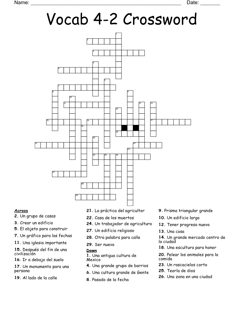 Vocab 4-2 Crossword