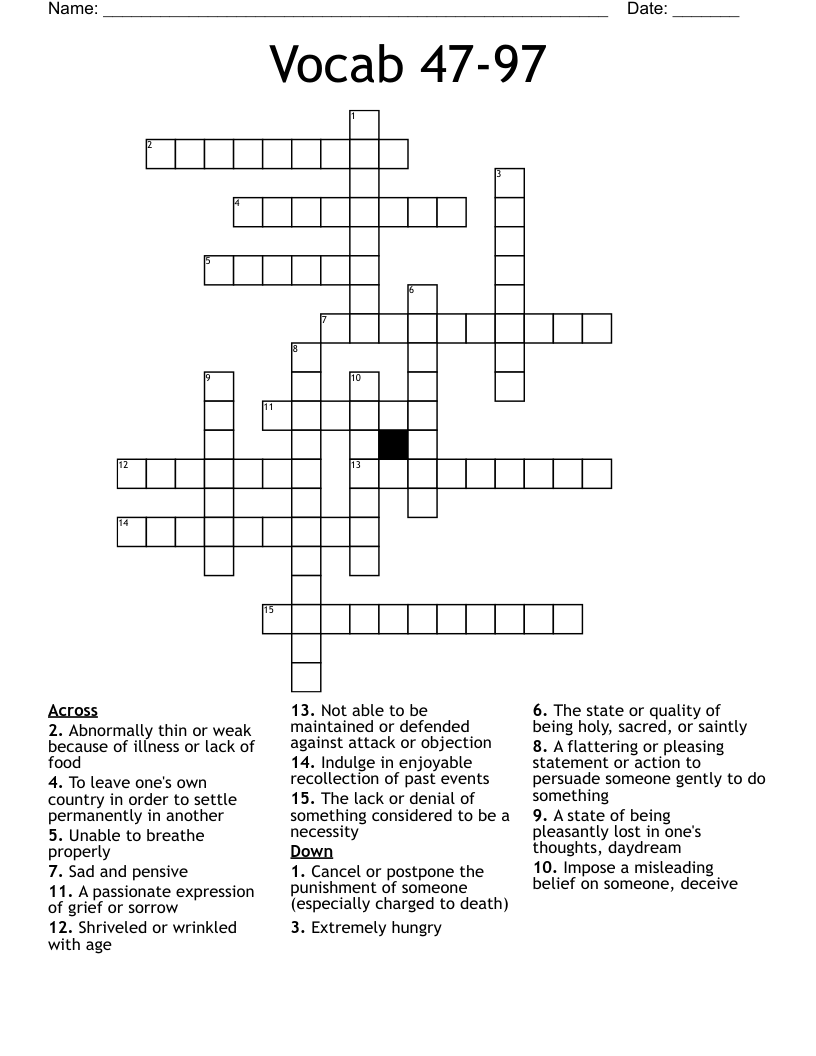 Vocab 47-97 Crossword