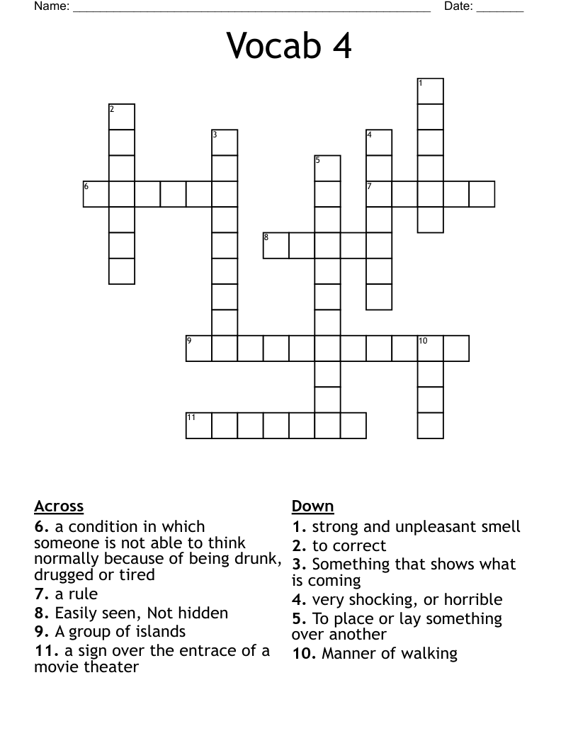 Vocab 4 Crossword