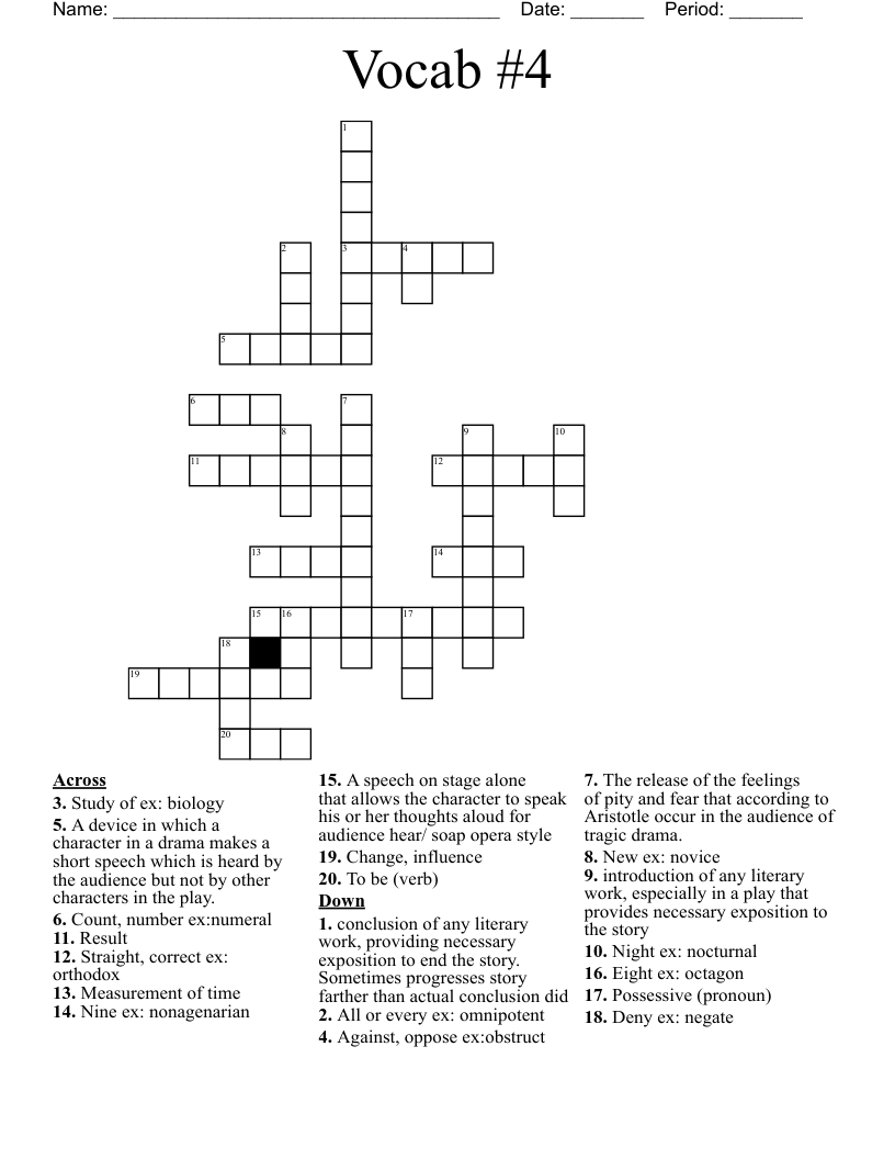 Vocab #4 Crossword