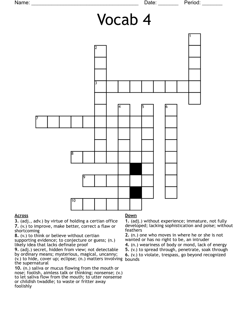 Vocab 4 Crossword