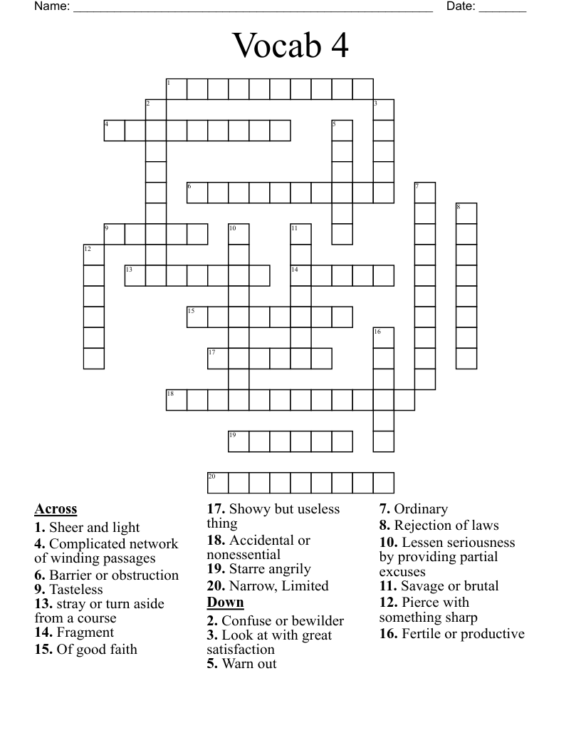 Vocab 4 Crossword