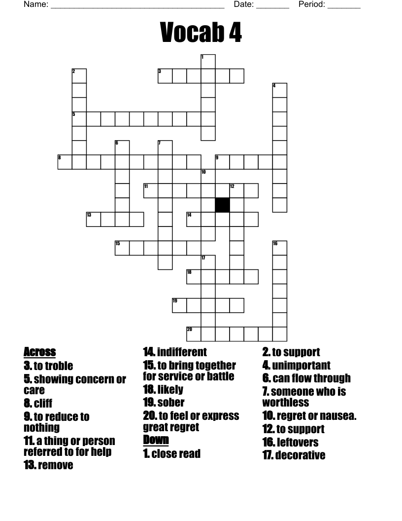 Vocab 4 Crossword