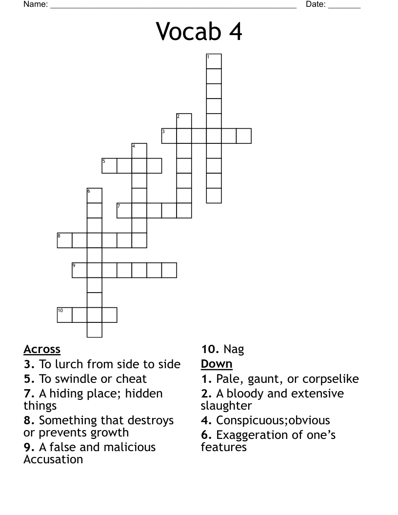 Vocab 4  Crossword