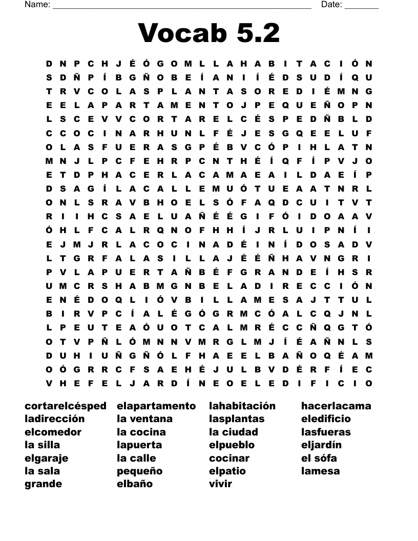 Vocab 5.2 Word Search