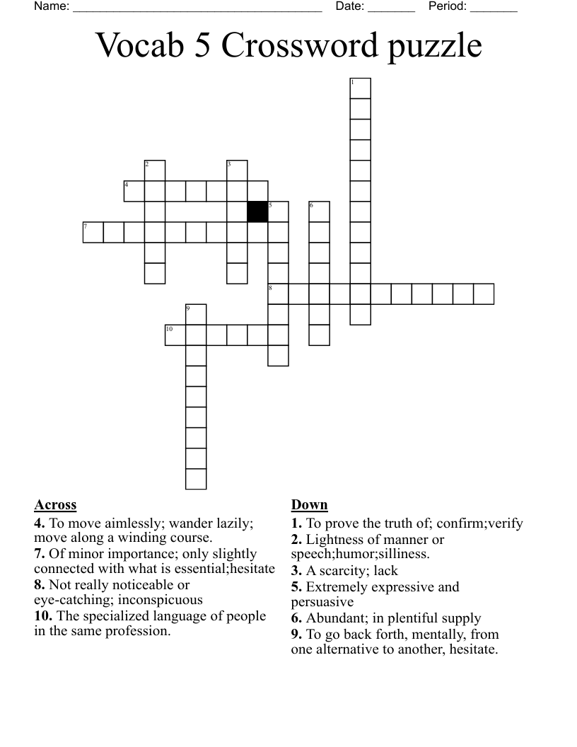 Vocab 5 Crossword puzzle