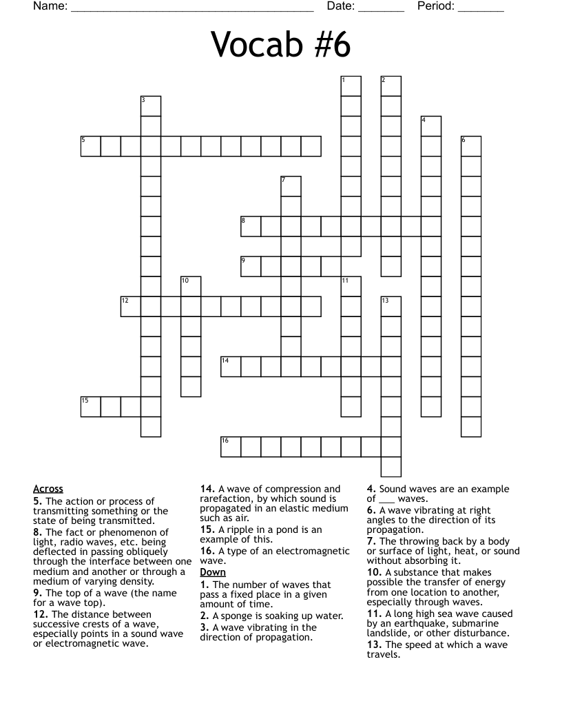 Vocab #6 Crossword