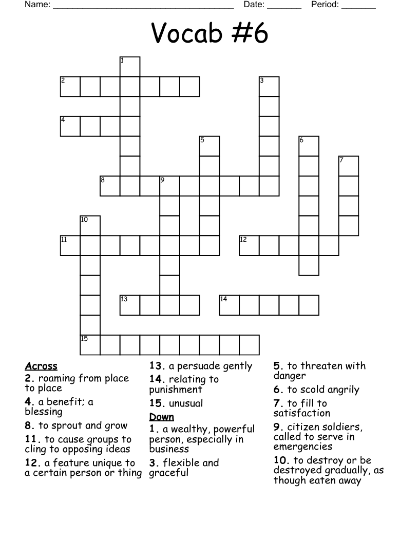 Vocab #6 Crossword