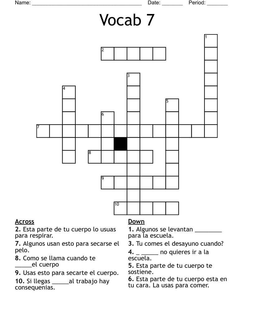 Vocab 7 Crossword