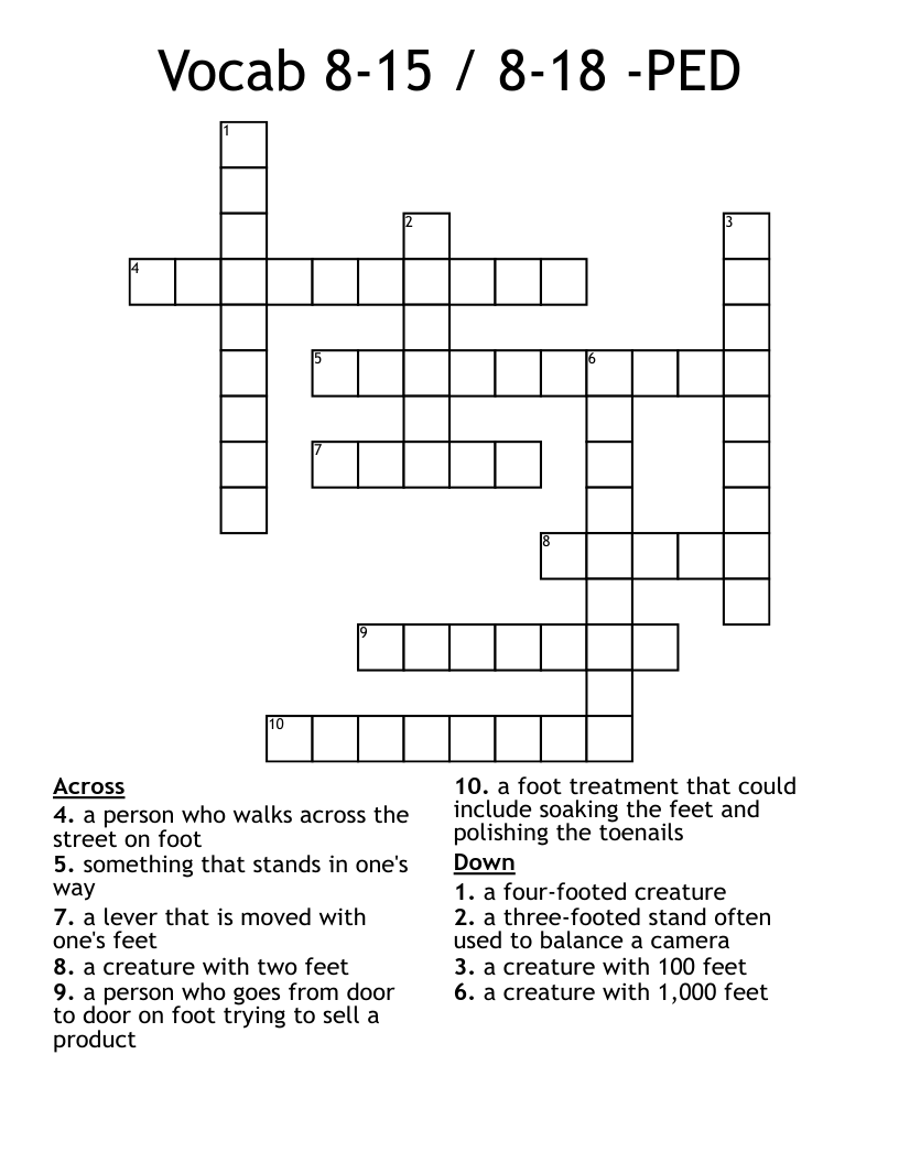 Vocab 8-15 / 8-18 -PED Crossword