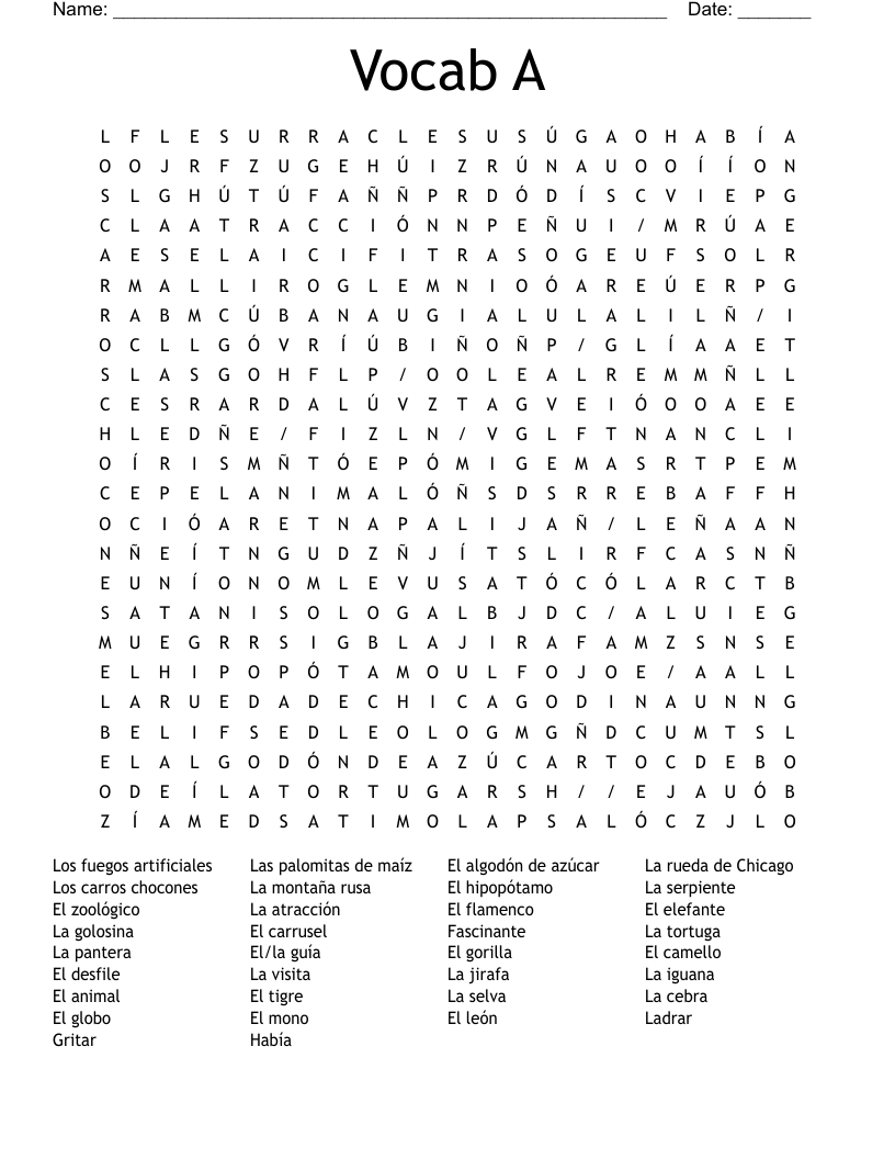 Vocab A Word Search