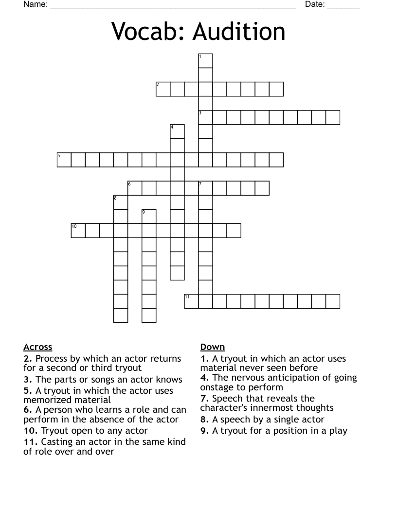 Vocab: Audition Crossword