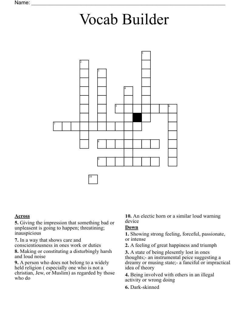Vocab Builder Crossword