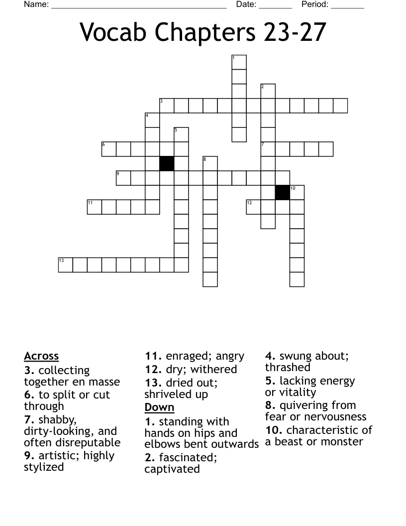 Vocab Chapters 23-27 Crossword
