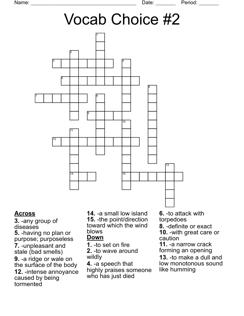 Vocab Choice #2 Crossword
