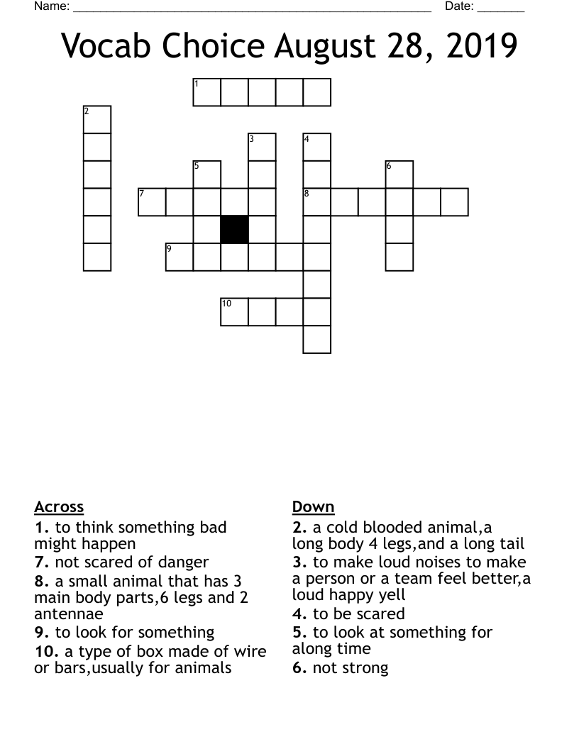 Vocab Choice August 28, 2019 Crossword