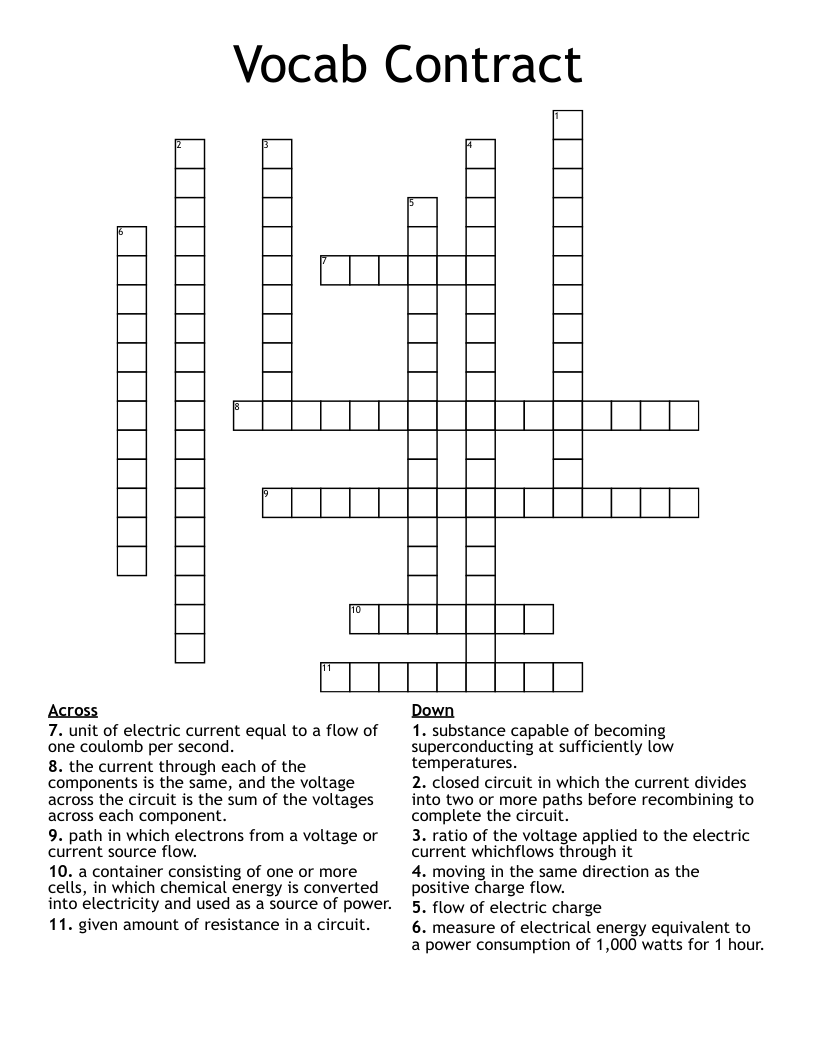 Vocab Contract  Crossword