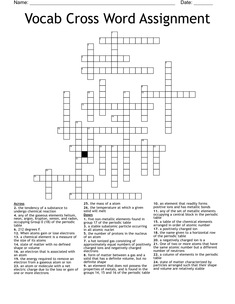 Vocab Cross Word Assignment