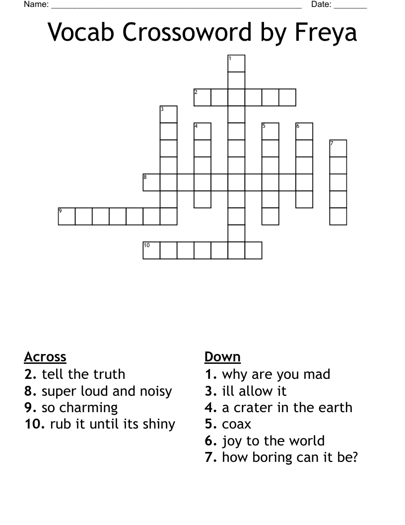 Vocab Crossoword by Freya Crossword