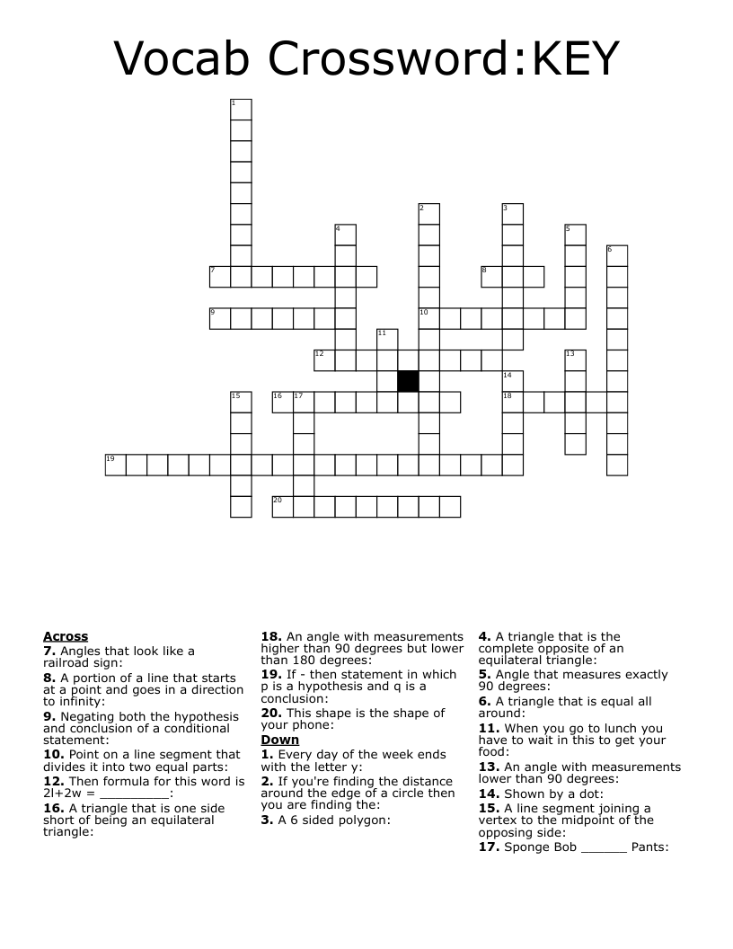 Vocab Crossword:KEY