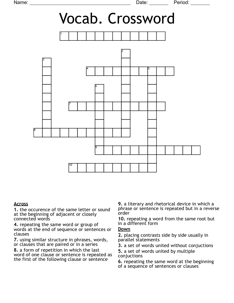 Vocab. Crossword