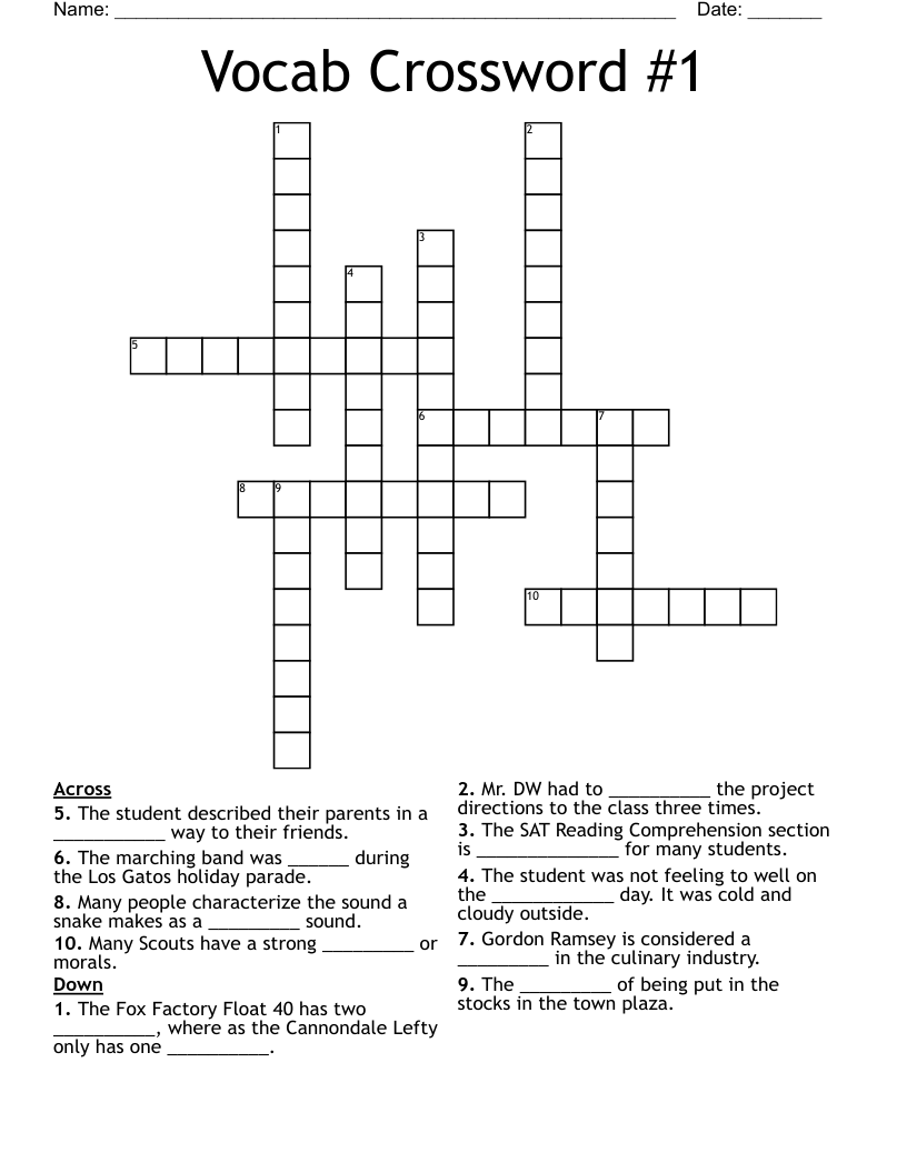Vocab Crossword #1